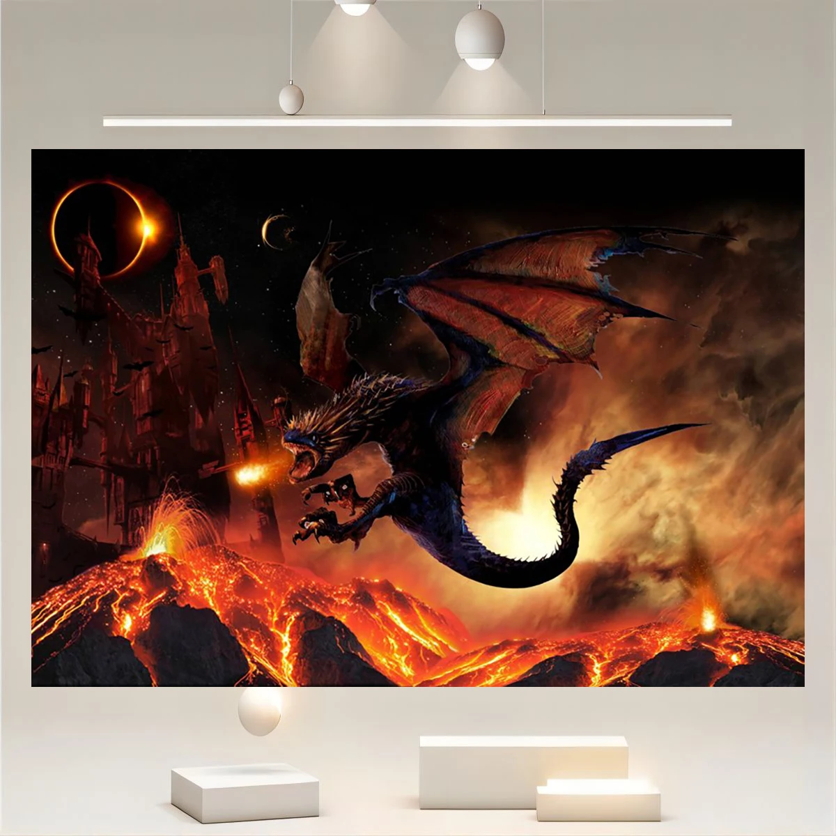 Scary Medieval Theme Photography Backdrop Castle Dragon Fire Background Mysterious Eastern Horrific Halloween Party Decoration