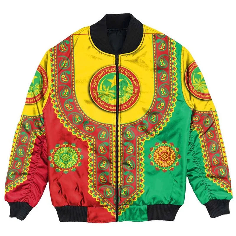 

Mauritania Flag Baseball Jacket Style Mens Casual Zip Up Jackets Coat Spring Autumn Long Sleeve Oversized Tracksuit