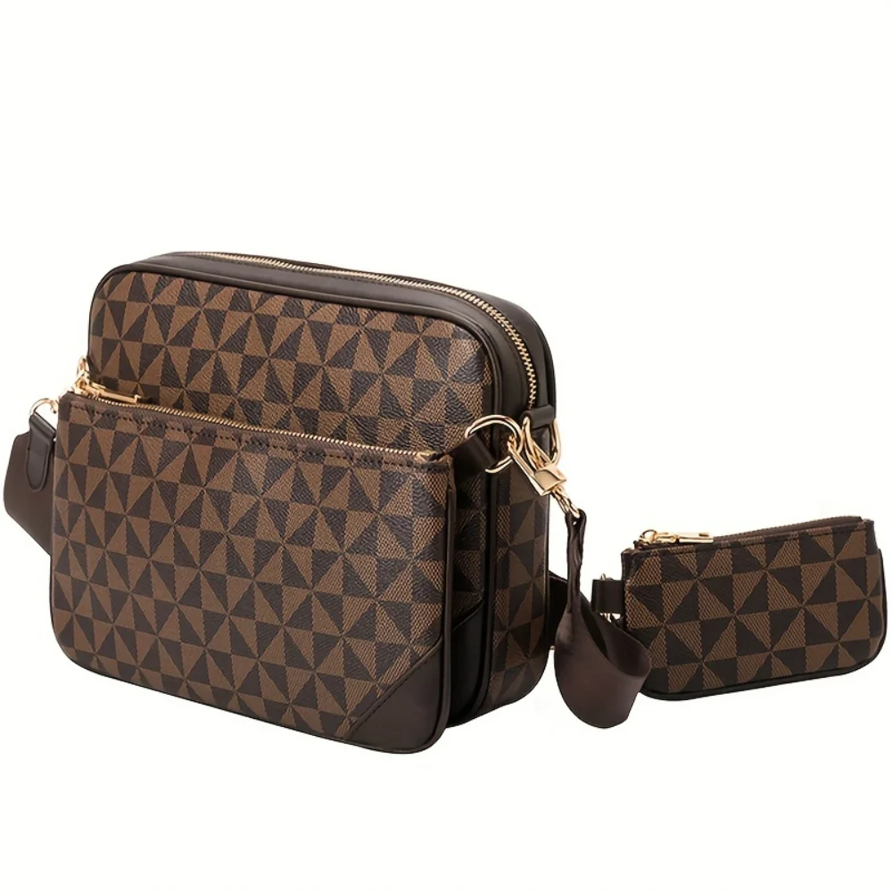 

Mens Crossbody Bag, Three-piece Set Leather Shoulder Bag With Coin Purse Wallet & Clutch Little girl white