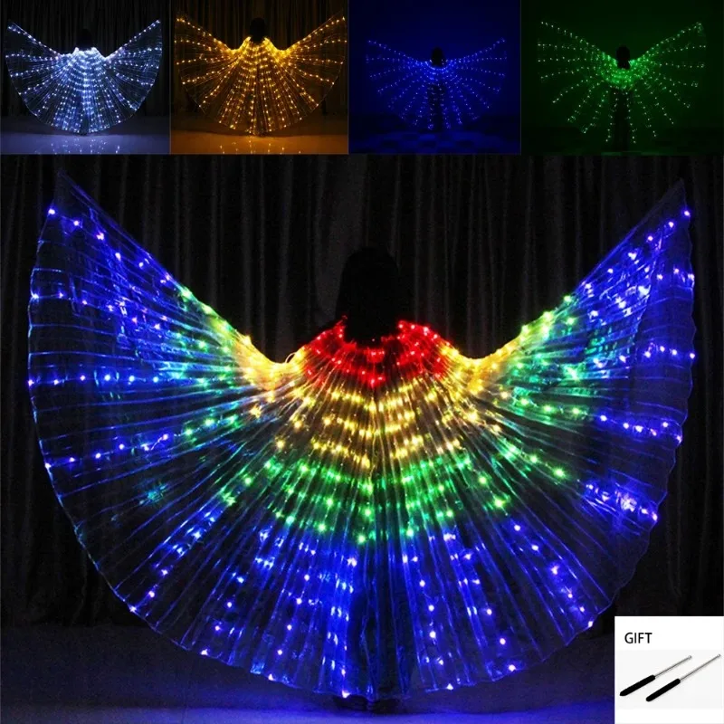 New LED Wings Belly Dance Butterfly Party Festival Performance Fluorescen Isis Wings Carnival Costumes Shows For Adult Child