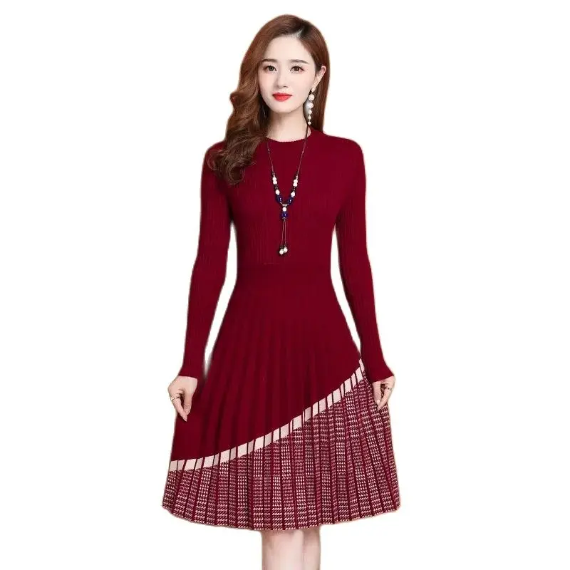 Cardigan Women The Knee Mid-length Sweater Baseing Shirt Covering Belly Thin Knit Dress Thickening 2026 New Dress Elegant WJ430