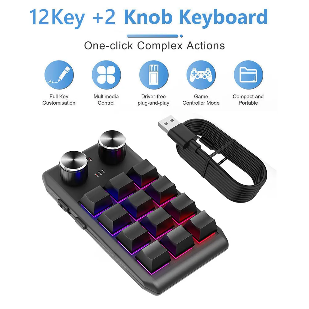 Programming Macro Custom Knob Keyboard Dual Type-C Macro Gaming Photoshop Hotswap Keypad Ultra-thin Mechanical Hotswap Macropad