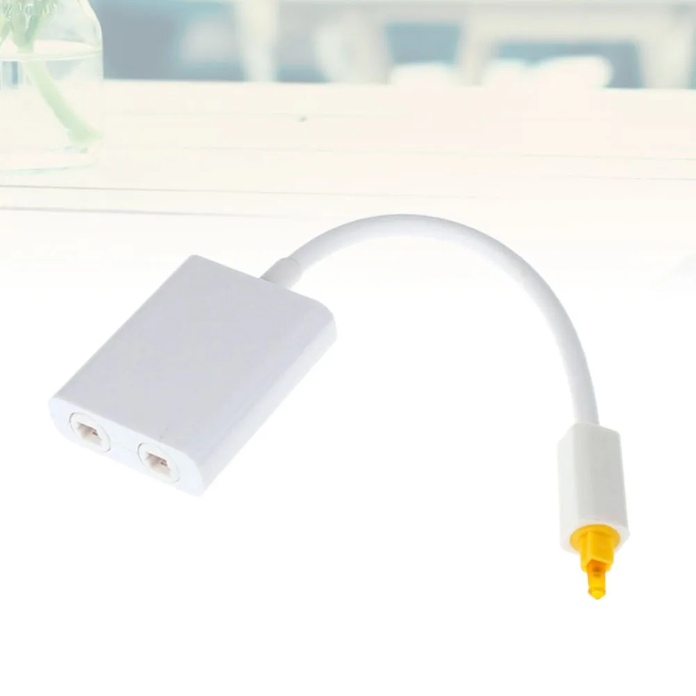 Optical Audio Splitter 1X2 Converter One Input Two Outputs Adapter White For Portable Av Equipment Gold Plated