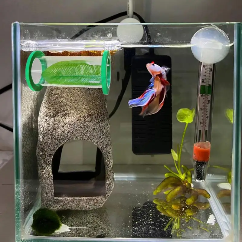Betta Tunnel Betta Habitat Met Blad Drijvende Acryl Tunnel Garnalen Grot Aquarium Decor Voor Verrijking Verbergen Rusten