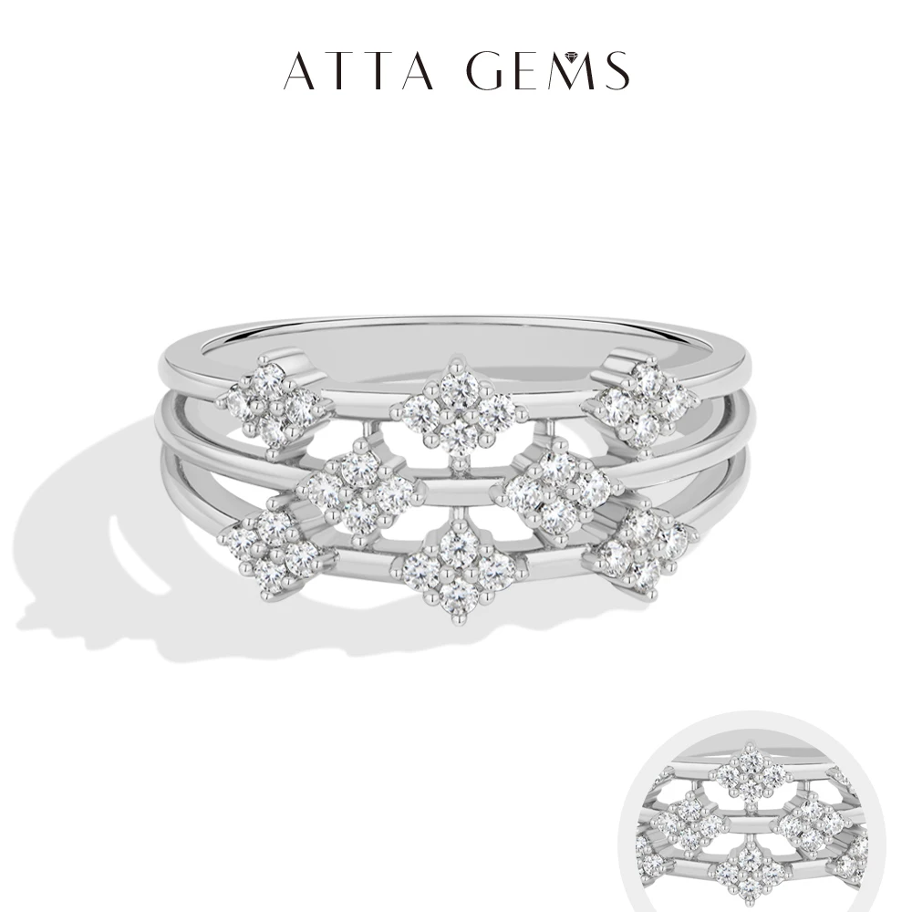 

ATTAGEMS Luxury Three-layer 925 Sterling Silver Ring D VVS1 Stackable Moissanite Rings for Women Engagement Promise Jewelry Gift