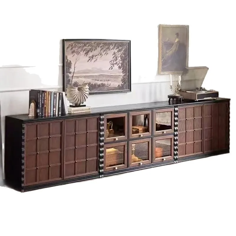 Combination cabinet Solid wood living room cabinet New Chinese TV cabinet Medieval bedside table Storage chest cabine