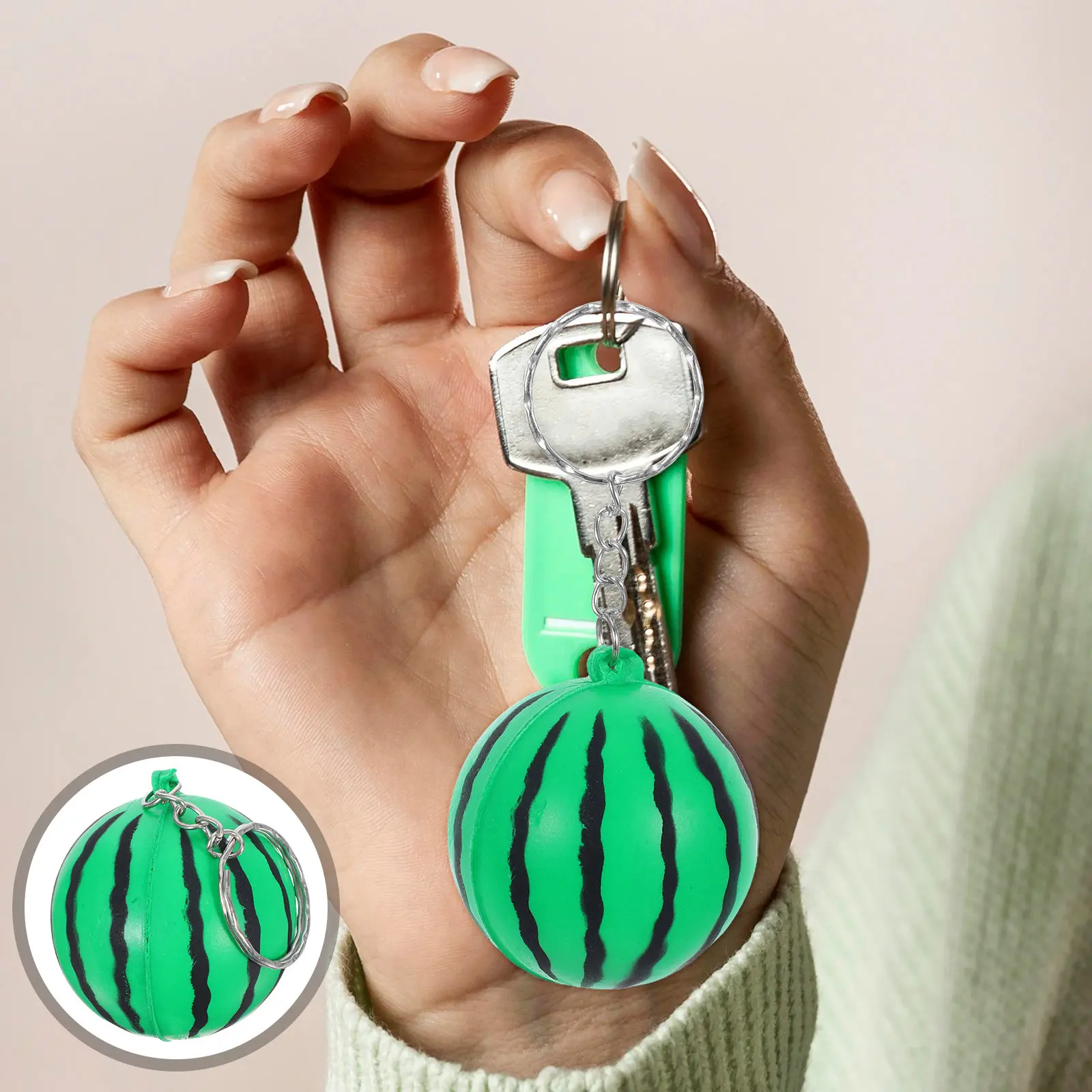 12Pcs Fruit Keychain Watermelon Slice PU Foam Keychain Soft Touch Realistic Design for Handbag Purse Backpack Charm Decoration