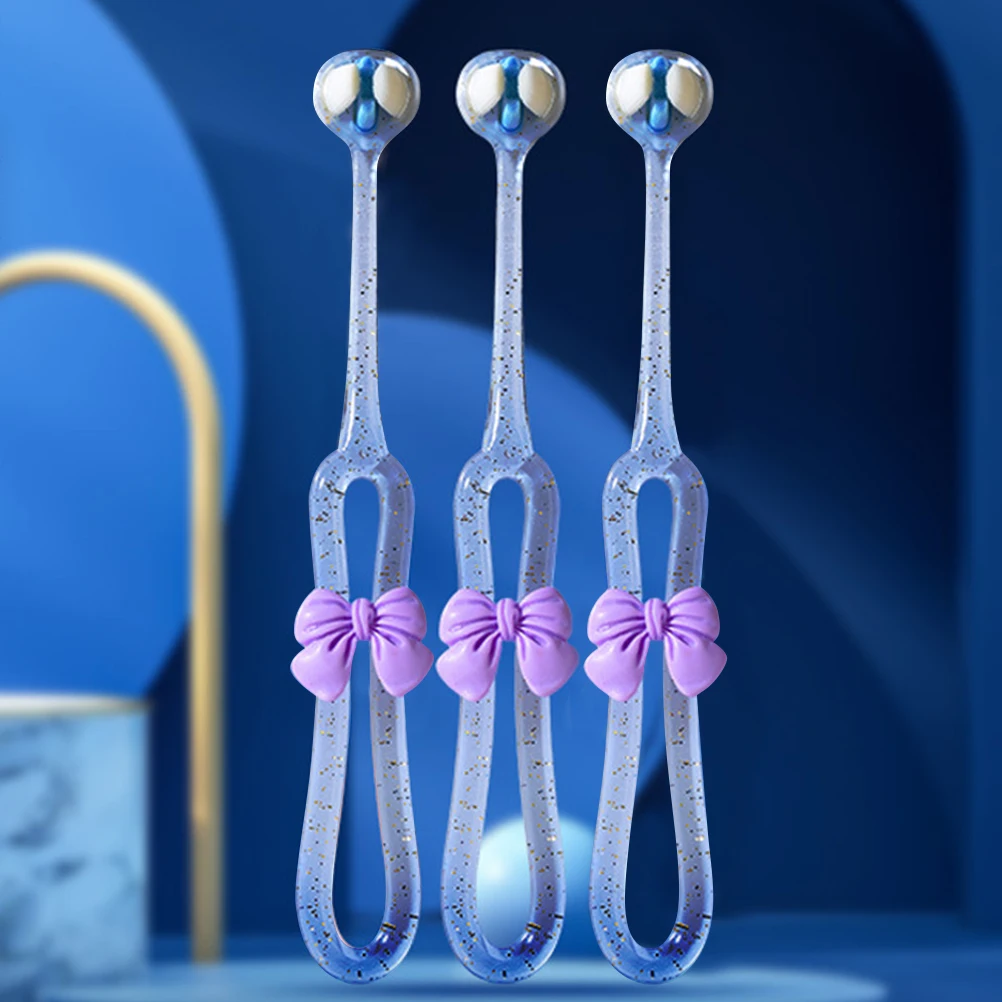 

3pcs Toothbrush Set Cute Girl Bowknot Soft Bristles Kids TravelFriendly TripleSided Oral Hygiene Children Cleaning