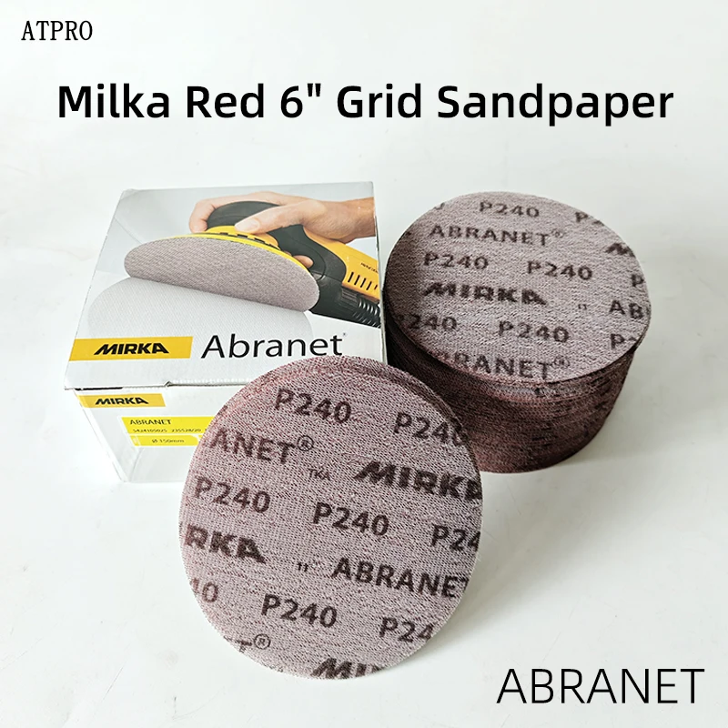 Finnish Mirka 6-Inch Mesh Sand 150mm Vacuuming Round Dry Grinding Flocking Sandpaper Sheet with Self-Adhesive Tray - 50 Sheets