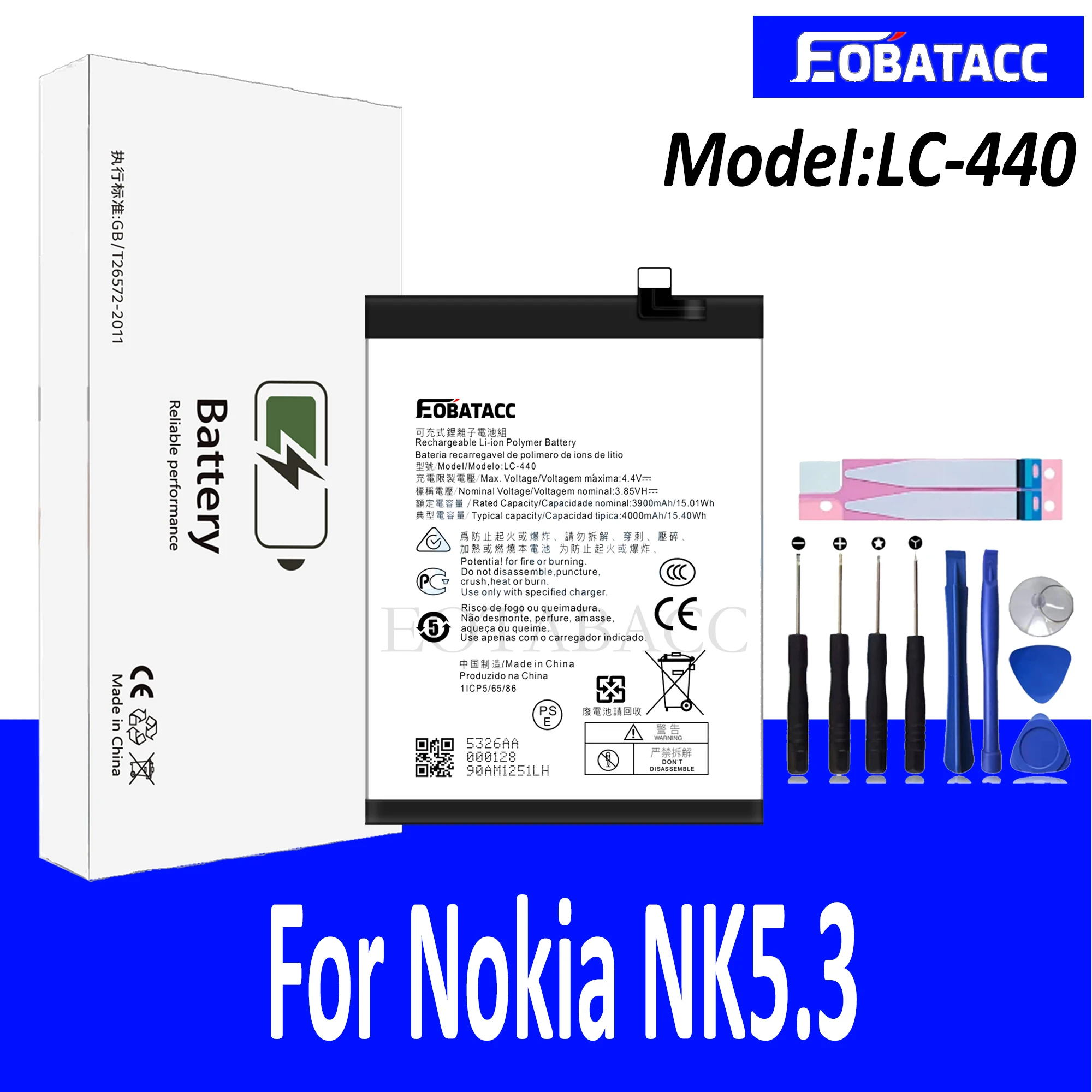 

EOTABACC 100% New Original Battery LC-440 For Nokia NK5.3 Phone Battery +Tools