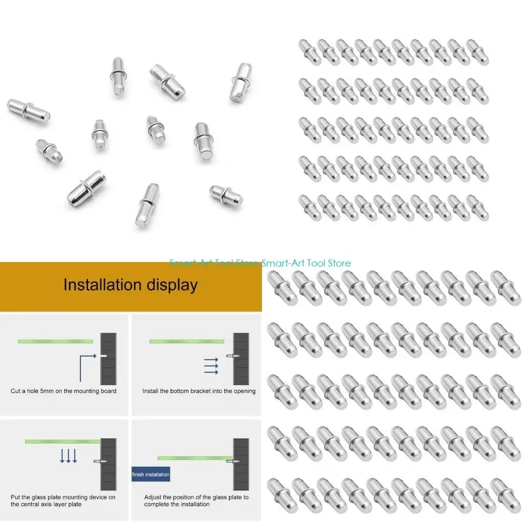 E1PB 50 Pieces Shelf Pins Wall Layer Board Pin Fixing Parts Support Pins Studs Pegs for Cabinet Furniture Closet Shelf