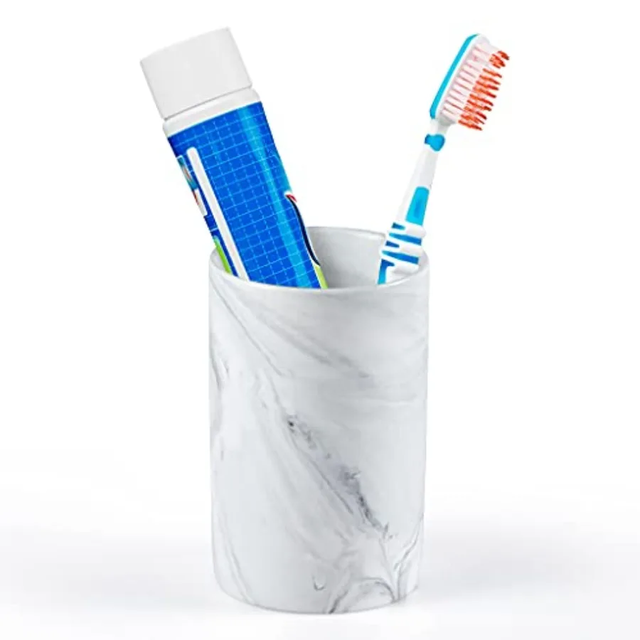 

Bathroom Tumbler Cup, Ceramic Toothbrush Holder Stand for Mouthwash Rinsing, Toothpaste, Pen, Makeup Brush, Teaspoon Organizer,
