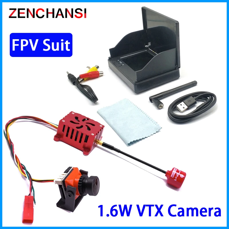 Fpv Monitor 5.8g 48ch 4.3 Inch Lcd 480*272px and 5.8G VTX Video Transmitter CNC shell 1.6W High Power + CMOS 1500TVL FPV Camera