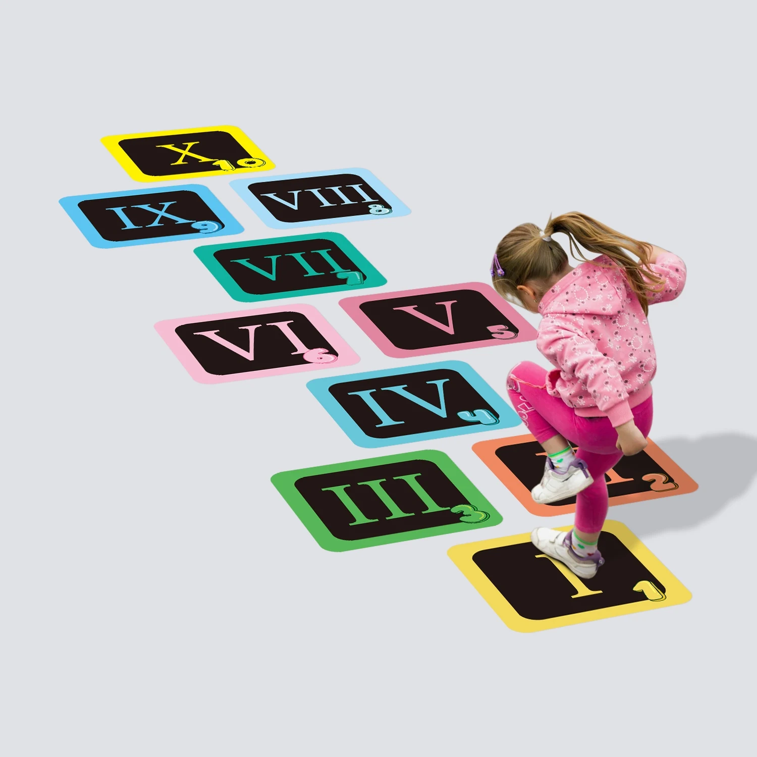 Hopscotch Floor Stickers Lattice Number Game Kindergarten Children Room Cartoon Wall Stickers Waterproof