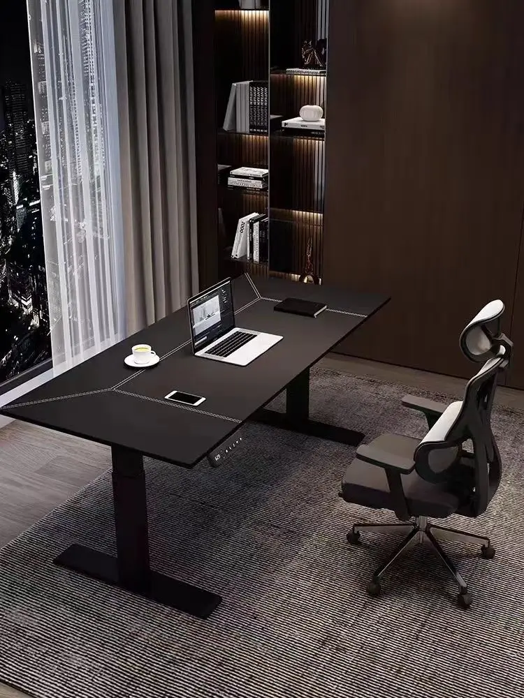 High quality electric lifting table saddle leather desktop home computer learning