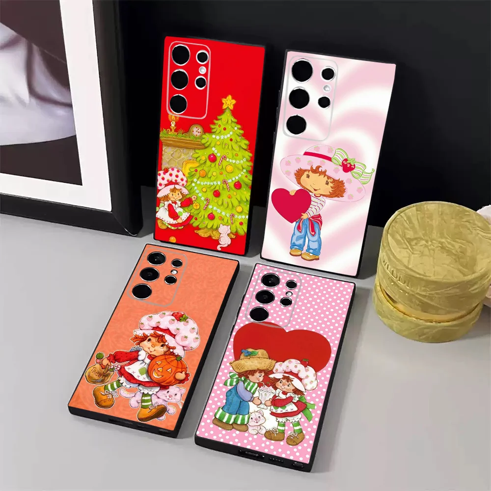 

Vintage Strawberry Shortcake Girl Phone Case For Samsung S24,23,22,30,21,10,9,Ultra,Plus,Lite,FE,5G Black Soft Case