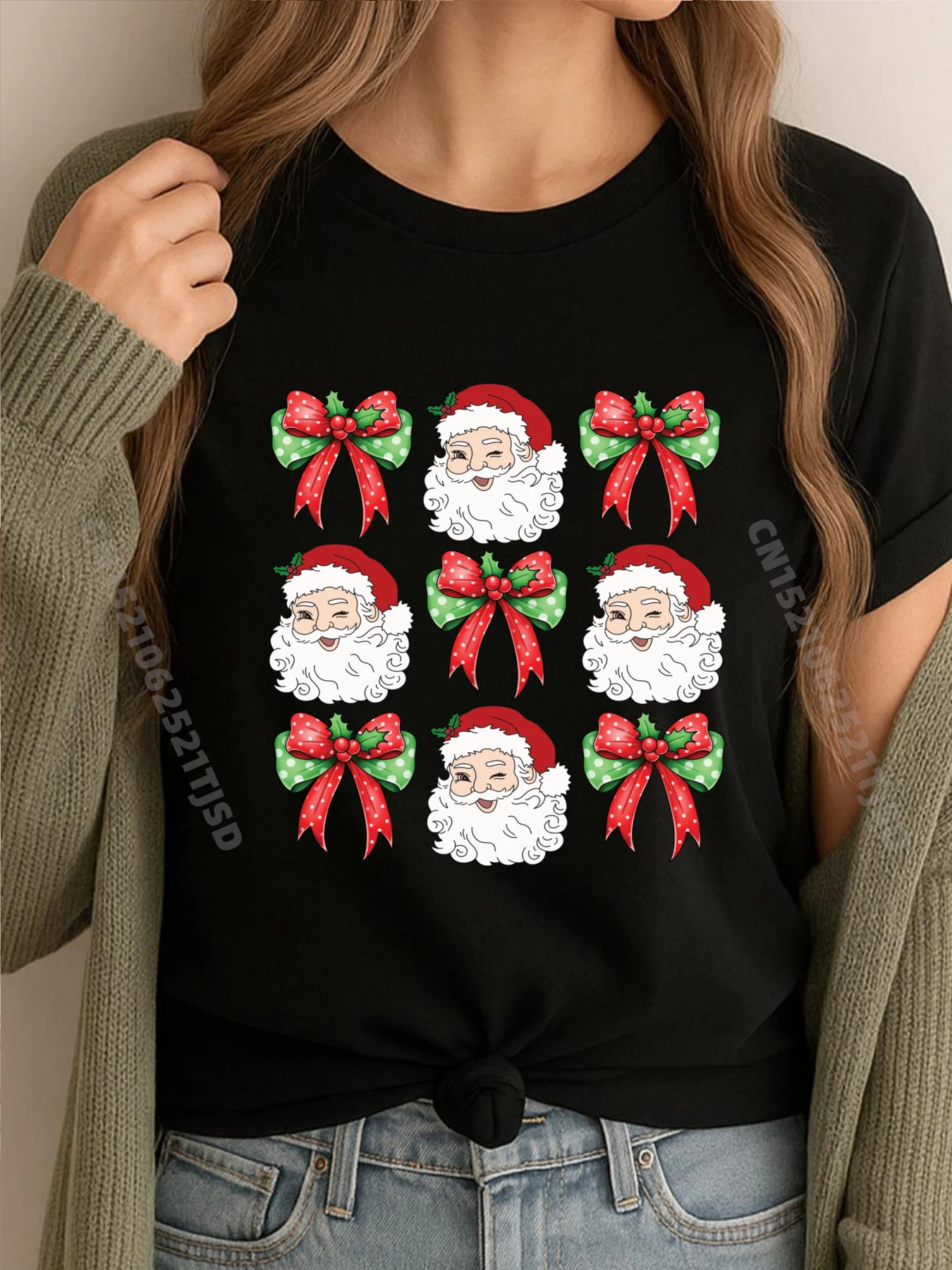 

Retro Santa Claus Coquette Bow Pink Christmas Girls Funny Shirts Mens New In Tops And T-Shirts Tshirt Washed Funny