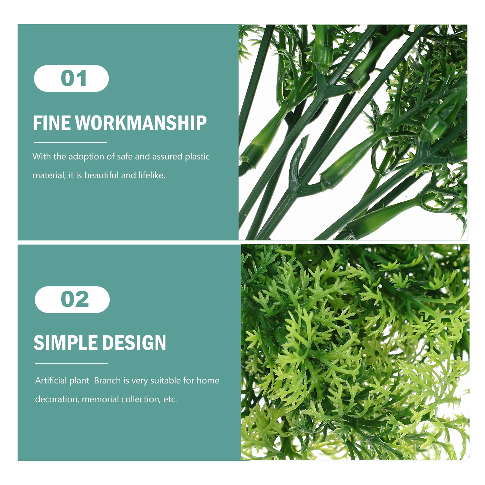 

2 Pcs Artificial Green Plants Faux Stems Fake Branches Wreath Flower Decor Plastic Floral for Vase Office Outdoor