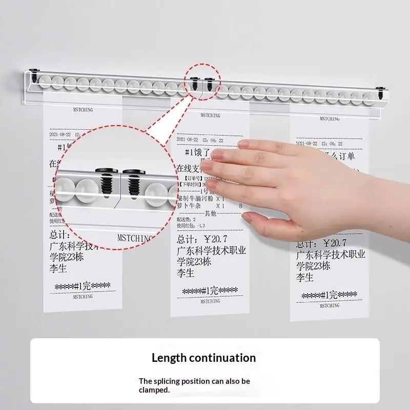 Aluminum Alloy Wall-mounted Sticked Take-out List Receipt Clip Hanging Ticket Order Invoice Paper QR Holder Restaurant Menu Cli