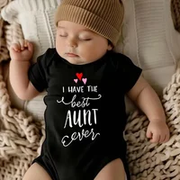 I Have the Best Aunt Ever Baby Boys Girls Clothing White Short Sleeve Cotton Bodysuit Triangle Romper Summer 3
