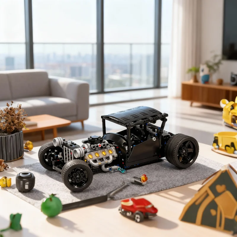 

842 детали MOC Модель B Bucket Hot Rod, технические строительные блоки, архитектурные игрушки, рождественские подарки, креативная развивающая идея для самостоятельной сборки, конструктор