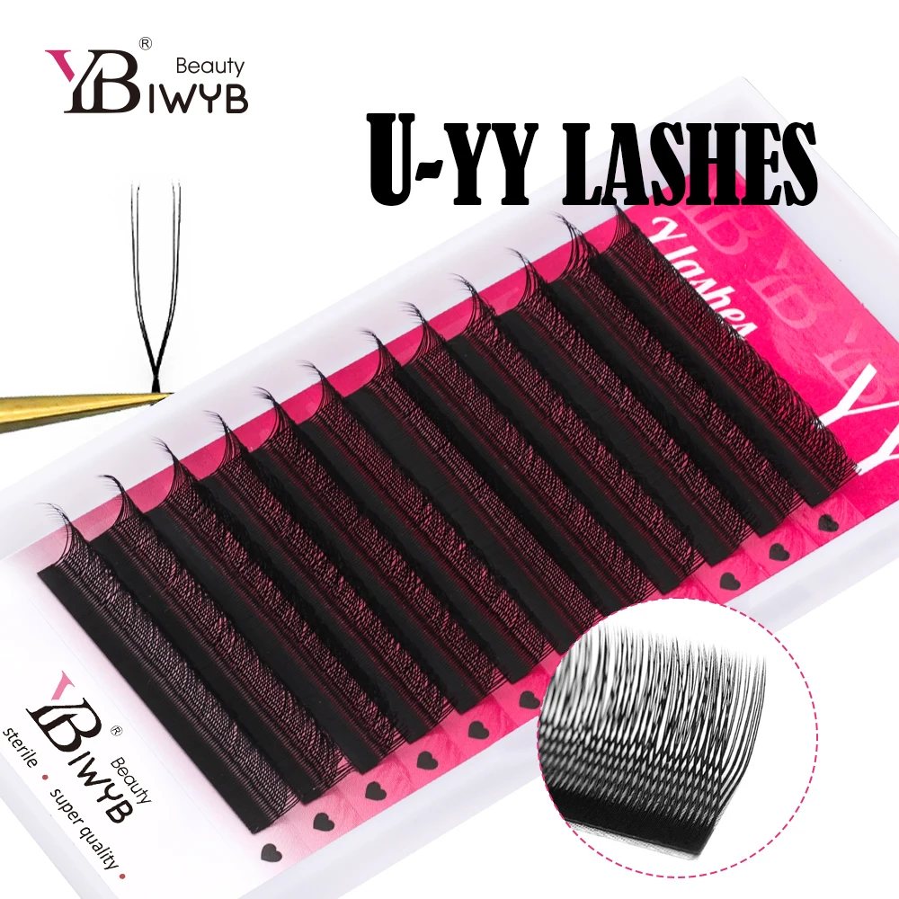 U-shaped YY Eyelash Extension Premium PBT Double Layer U Sahpe YY Lashes Ultra Soft Featherlight False Mink Eyelashes