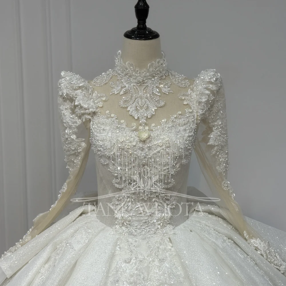 

Роскошное свадебное платье «Черепаха» с блестящими длинными рукавами, шнуровкой, вырезом на спине, расшитое бисером и кристаллами, цвета слоновой кости, белое свадебное платье