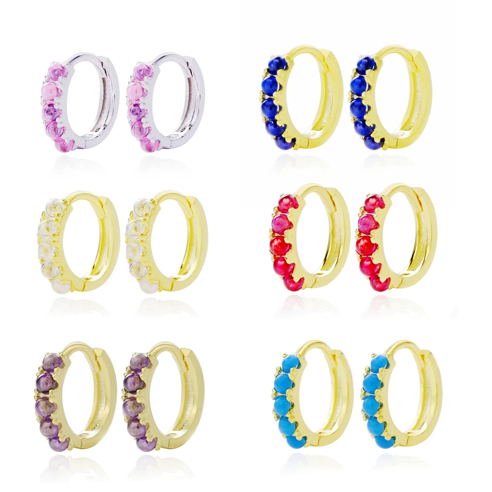 

SHADOWHUNTERS Authentic 925 Sterling Silver Ball Charms Hoop Earring Colorful Opal Earring For Girl Luxury Best Accessory Single