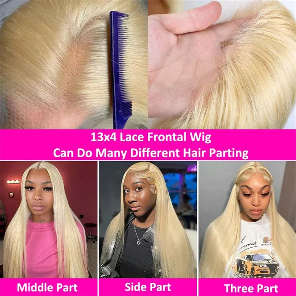 13x4 13x6 HD Transparent Full Frontal Lace 613 Blonde Colored Straight Human Hair Wigs Lace Front Wigs For Women 34 36 Inch