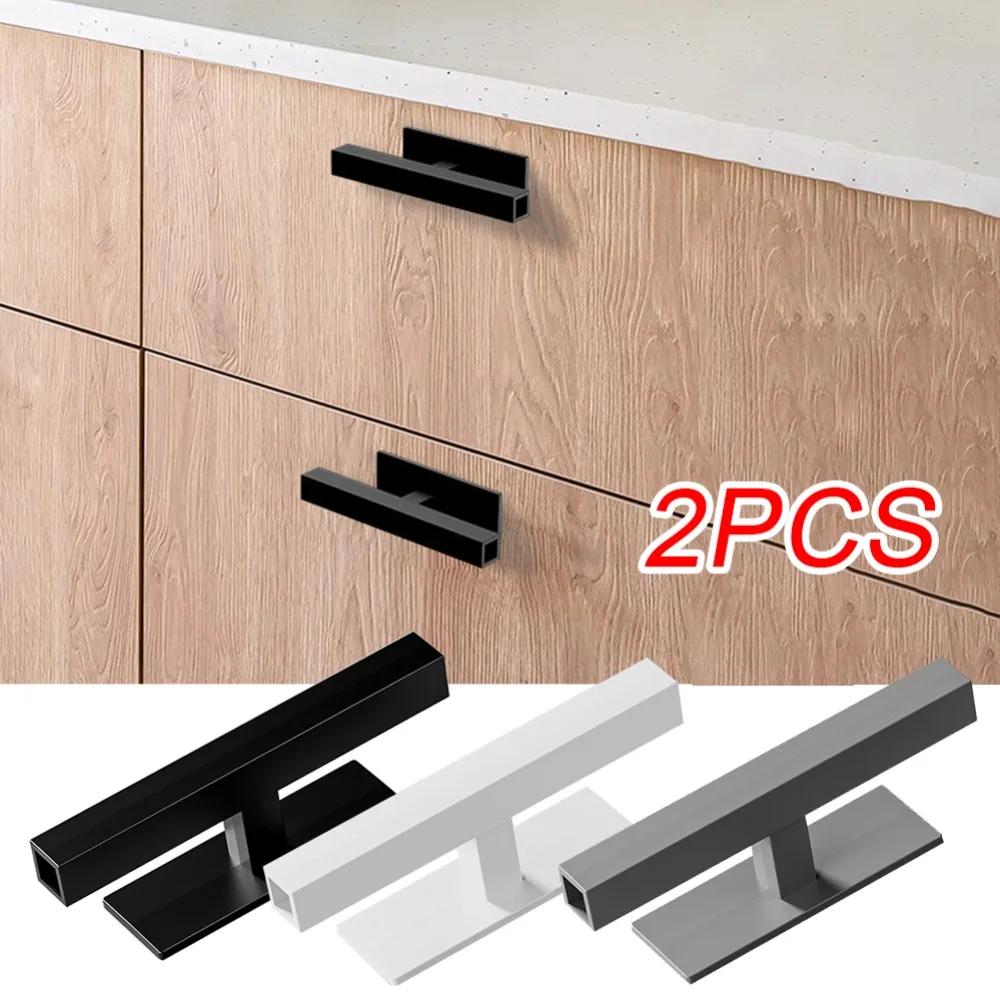 2Pcs Multi-purpose Cabinet Pulls Auxiliary Window Door Wardrobe Pulls Furniture Decor Self-adhesive Handles Rectangular