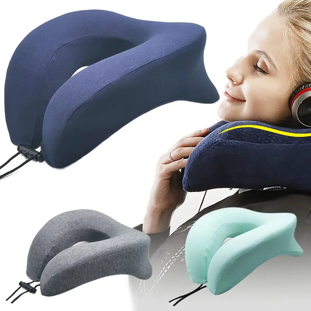 

2-in-1 Travel Neck Pillow Portable Drawstring Bag Advanced Neck Support U Shape Memory Foam for Long Flights Memory Foam Pillows