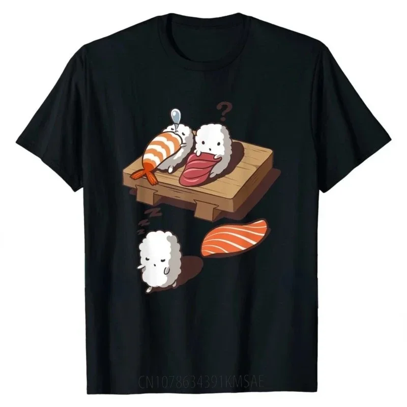 Funny Japanese Nigiri Sushi Sleepwalking Tee Men Women Short-sleev Fashion Graphic Tshirts Harajuku Casual Streetwear Tops