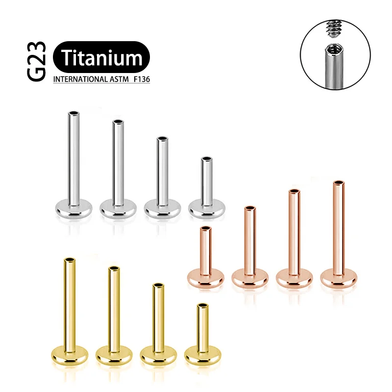 Titanium G23 Stud Earrings Rod Internal Thread Plug Septum Ear Lips Nose Piercing Tragus Body Jewelry Tool Parts Accessories
