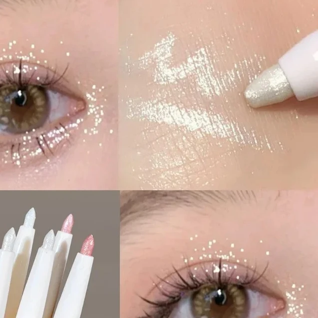 قلم تحديد الجفن الأبيض الماسي لتفتيح العين اللامعة، عصا ظلال العيون الذهبية لظلال العيون لنتائج المكياج المذهلة