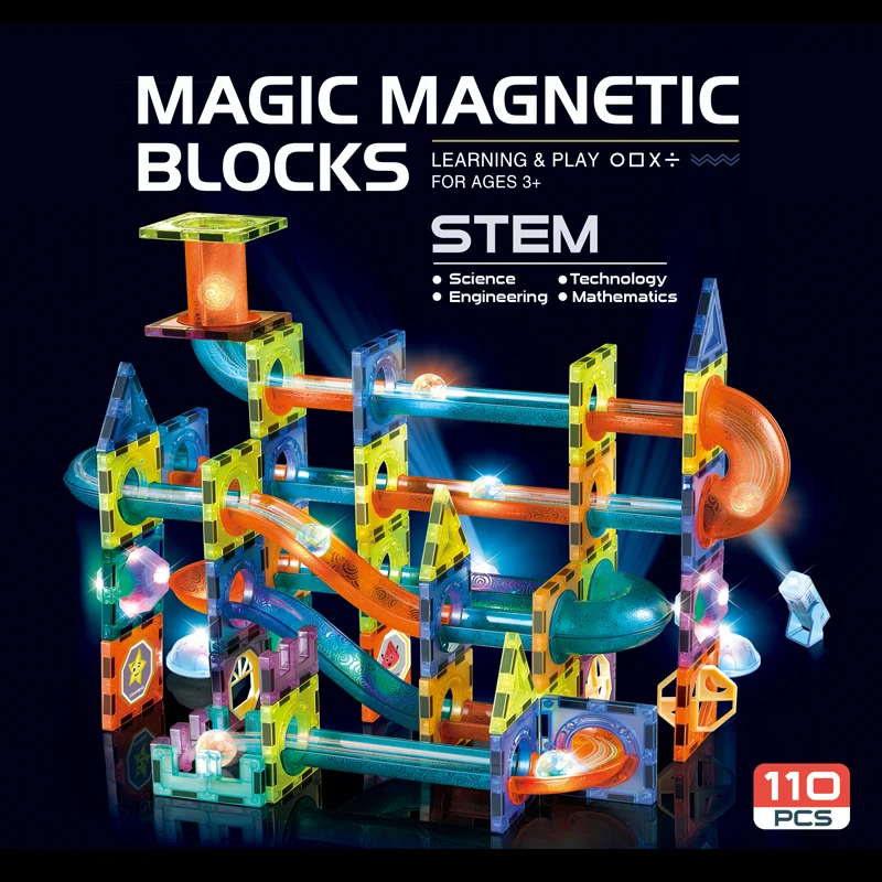 Kinder Lernspielzeug Magnetische Bausteine Magnetische Fliesen mit Licht Magnetische Blöcke Intelligentes Spielzeug Magnetische Marmorspiele F