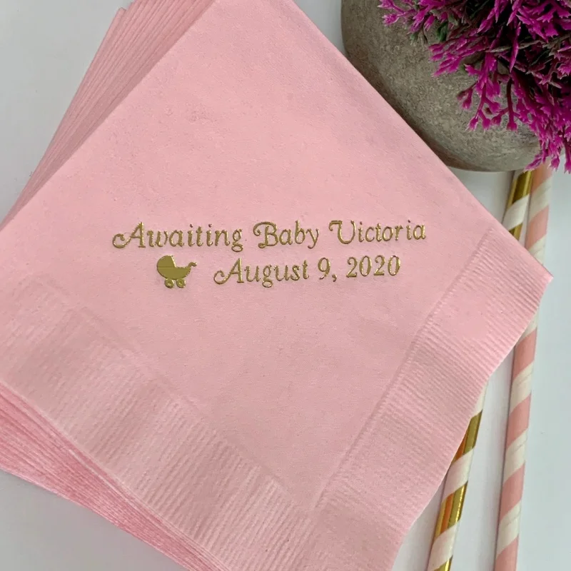 

50pcs Personalized Napkins Personalized Napkins Baby Shower Personalized Cocktail Beverage Paper Party Monogram Custom Lunch