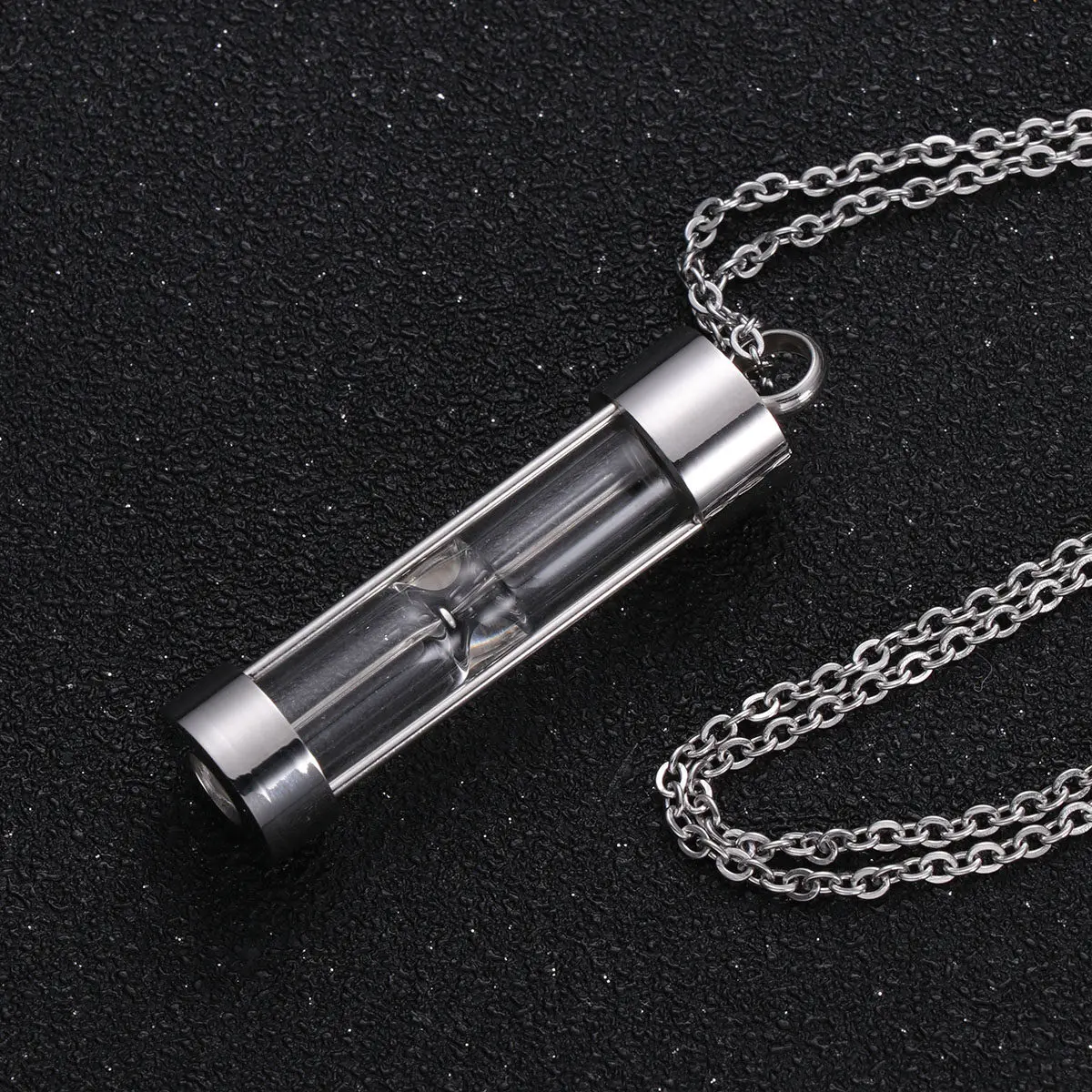 Bone Ash Necklace Cremation Jewelry Stainless Steel Sand Glass Design Urn Pendant Necklace for Holding Ashes and Perfume