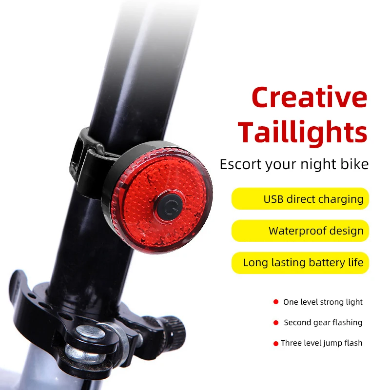 Faro trasero de bicicleta, luz de advertencia LED impermeable, luces luminosas de conducción nocturna para bicicleta de montaña, luces de seguridad para mascotas