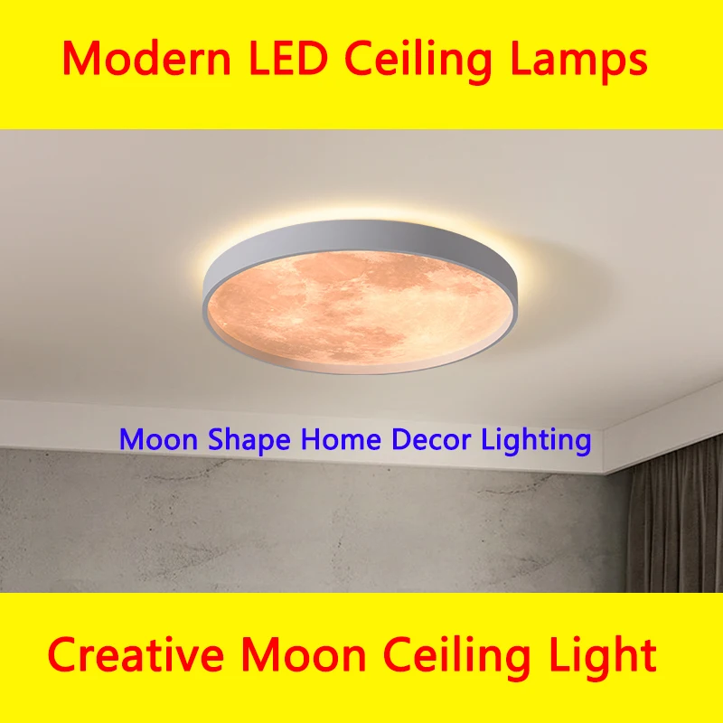 Modern LED Ceiling Lamps Bedroom Moon Ceiling Light Lustre Living Room Creative Background Wall Lamp Indoor Home Decor Lighting