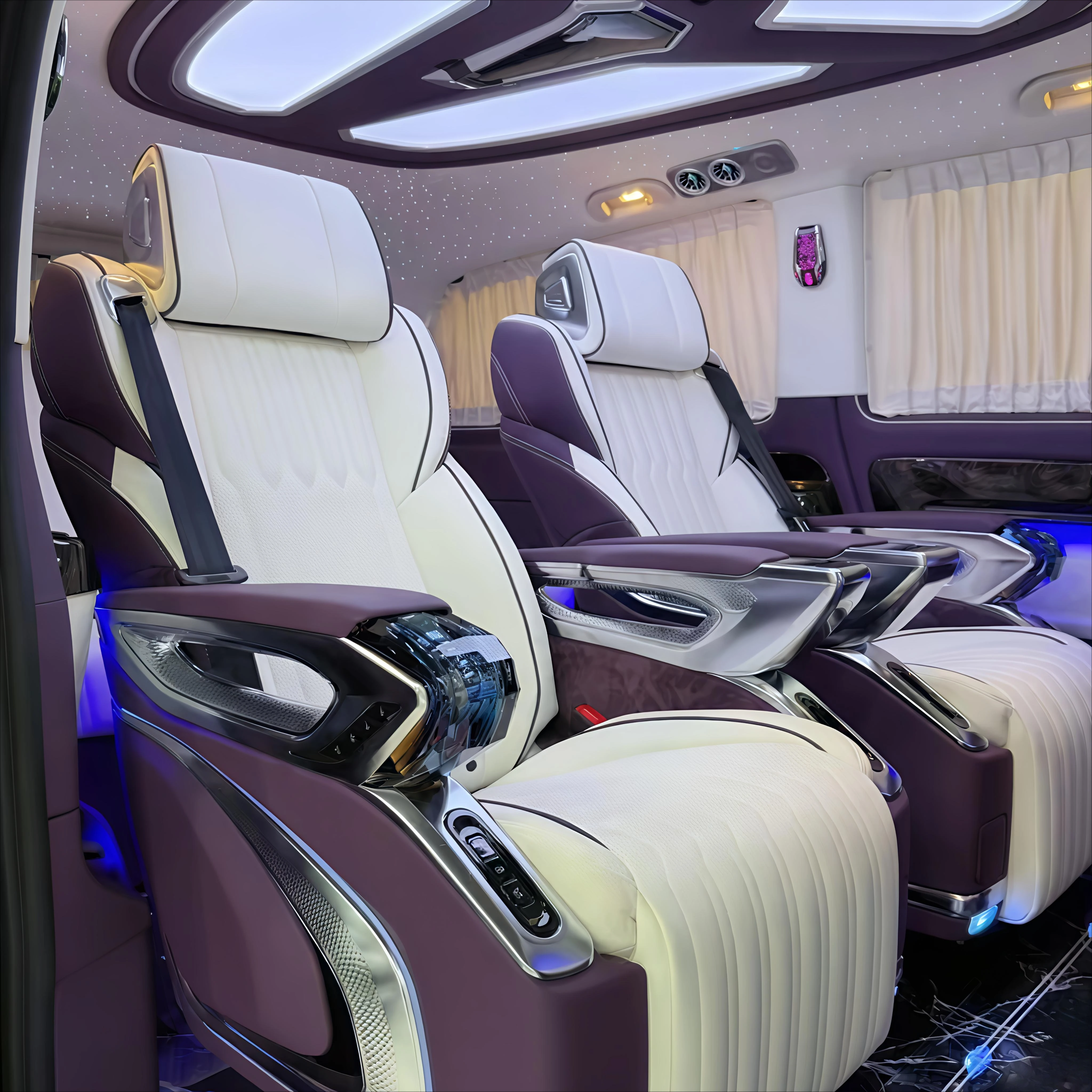 Modified Luxury Aero Electric VIP Captain Seats PU Leather Cloth With Massage Ventilation For Hiace Alphard Van Mod Accessories