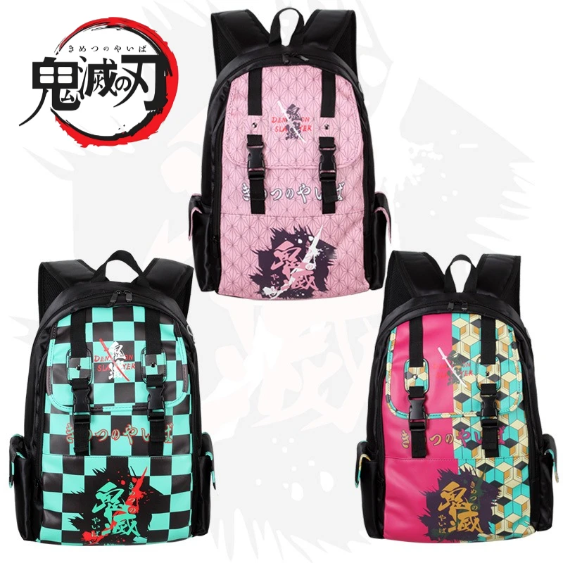 

Demon Slayer New 2025 Backpack Anime Figure Tanjirou Nezuko Boys Backpack Bags Girls Kawaii Pu Bag Travel Fans Festival Gift