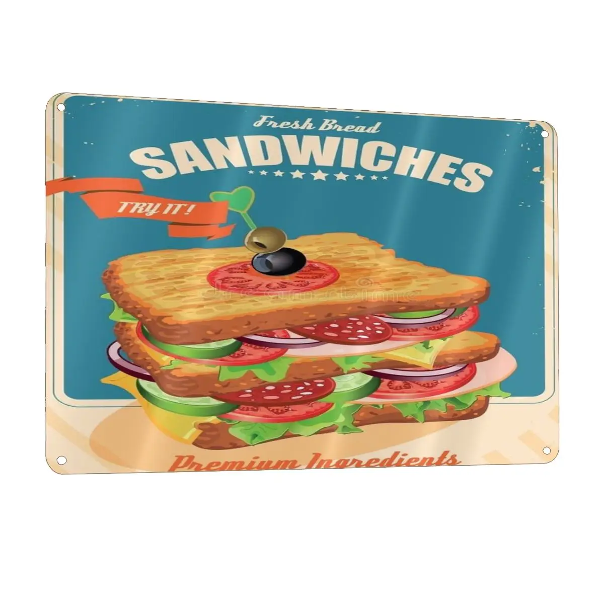 Fresh Bread SANDWICHES Metal Plaque Sign Bar Home Open Sign Gamer Decoration