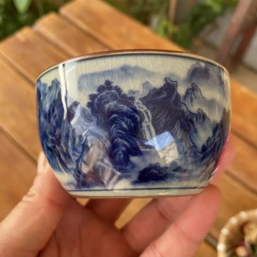 Jingdezhen Porcelain  Landscape Cup Single Cup Old Clay Tea Cup Ceramic Antique Imitation Chinese Style Tea Tasting Cup