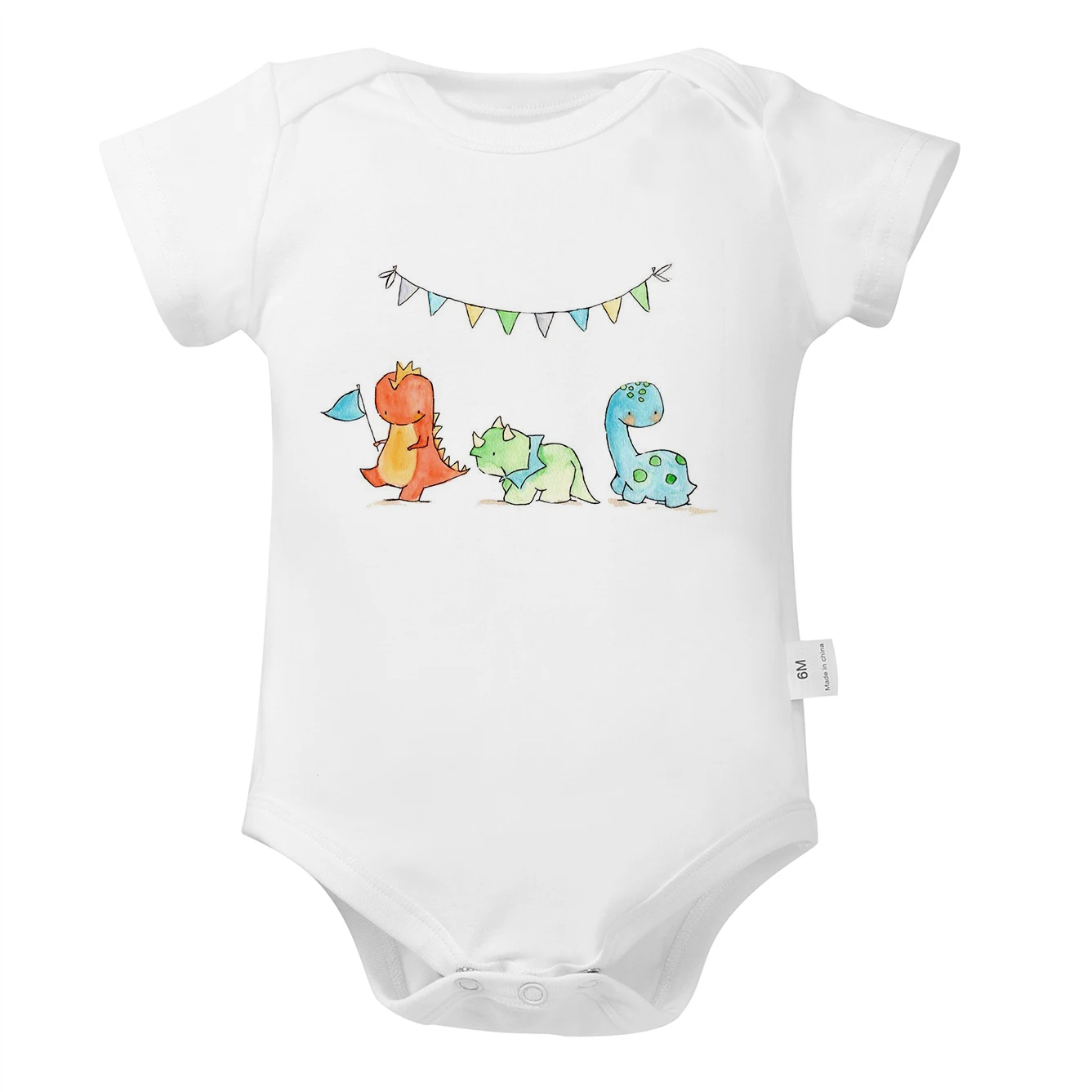 Dinosaur Party Print Cotton Baby Romper Short Sleeve Baby Clothing Unisex Baby Clothes Girl and Boy Jumpsuits Thin Section