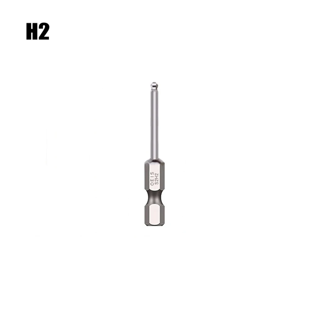 Broca de destornillador hexagonal de extremo de bola de 50mm, broca de controlador magnético largo de galvanoplastia H1.5, H2.5, H3, H4, H5, H6, H8,