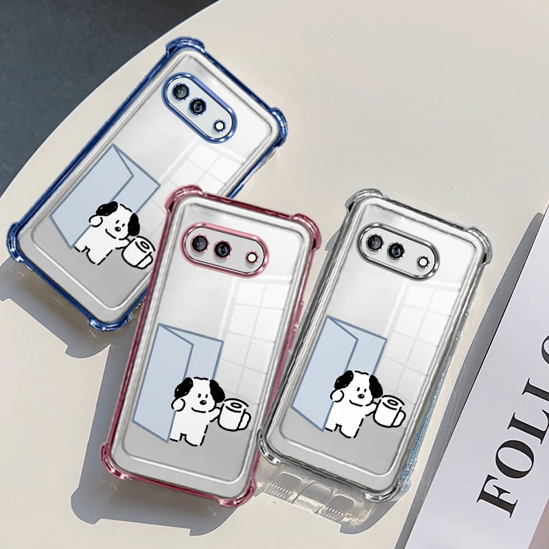 Plating Protective Cover For Google Pixel 10A Pixel 10 Pro XL Case TPU Four-corner Shockproof Dog Pattern Fundas