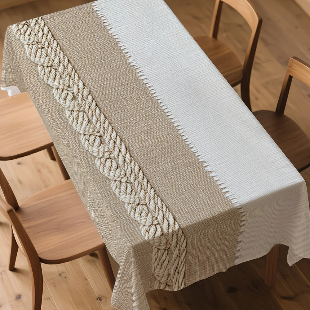One piece of white-striped rectangular tablecloth design, suitable for the dining room