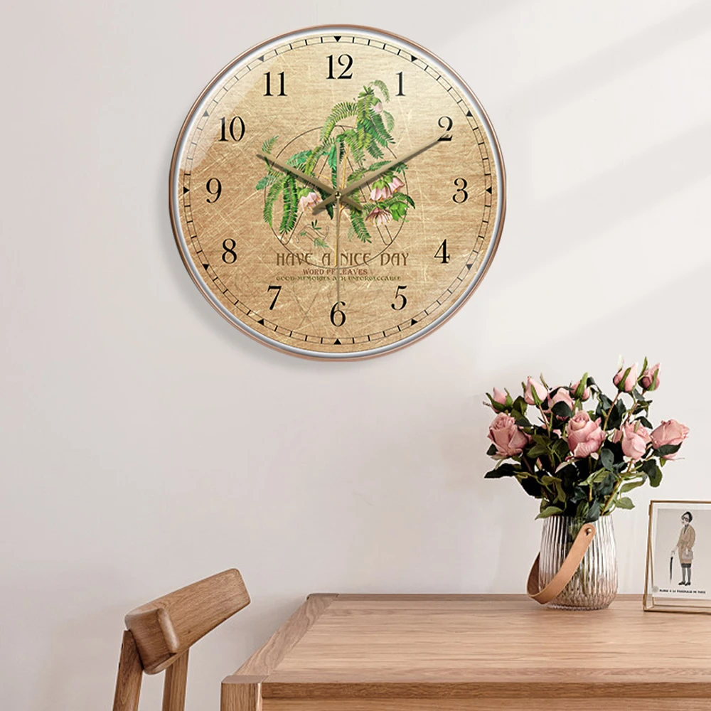 

Classic Retro Wall Clock Art Style Design ABS Frame Silent Quartz Movement Library Study Wall Analog Clock Interior Decoration