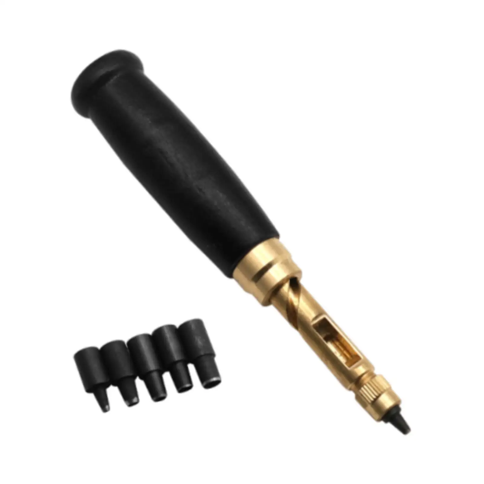 Screw Hole Punch Auto Leather Tool with Wood Handle 6 Tip Sizes Fabric Punch Set for DIY Crafts Paper Fiber Sewing Leather