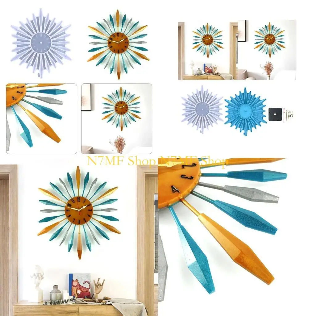 

N7MF Clock Resin Mold Number Clock Silicone Epoxy Casting Mold for Wall Art Clock